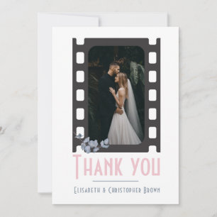 Carte De Remerciements Rose moderne mariage ajouter photo florale 