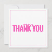 Carte de remerciements rose néon