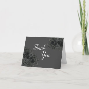 Carte De Remerciements Rose noir foncé gothique fête de graduation gris