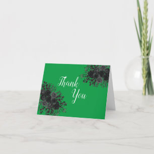 Carte De Remerciements Rose noir foncé gothique fête de graduation vert