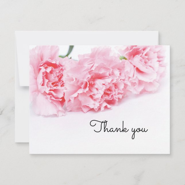 Carte de remerciements rose oeillet - Élégant (Devant)
