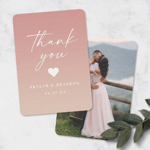Carte De Remerciements Rose Ombre Dusty Mariage rose et champagne