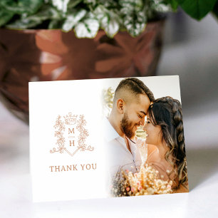 Carte De Remerciements Rose or et blanc mariage photo préférée