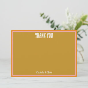 Carte De Remerciements Rose orange or personnalisé pour Baby Shower rétro