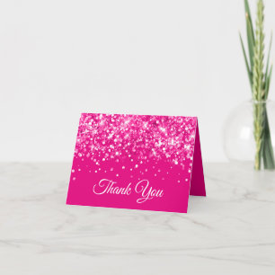 Carte De Remerciements Rose Pailletée Chaud 16e Anniversaire