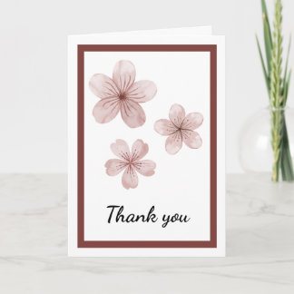 Carte De Remerciements Rose Pâle Floral Élégant Minimal Doux Botanique