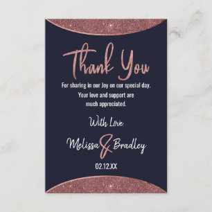 Carte De Remerciements Rose Parties scintillant d'or Marine Circulaire bl