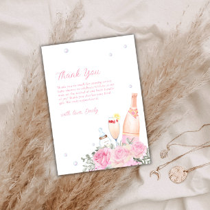 Carte De Remerciements Rose Poppin Champagne Bouteilles Baby shower