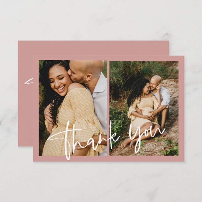 Carte De Remerciements Rose poussiéreux/ Baby shower Rose Photo (Devant / Derrière)