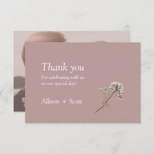 Carte De Remerciements Rose poussiéreux minimaliste élégant presse à main