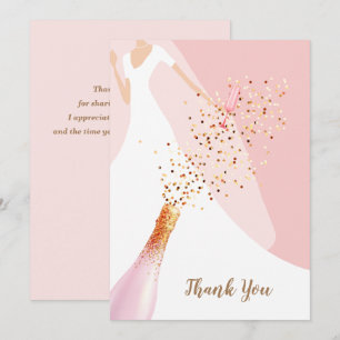 Carte De Remerciements Rose Quartz Rose Pâle Plat pour Mariage