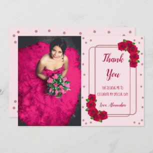 Carte De Remerciements Rose Quinceañera