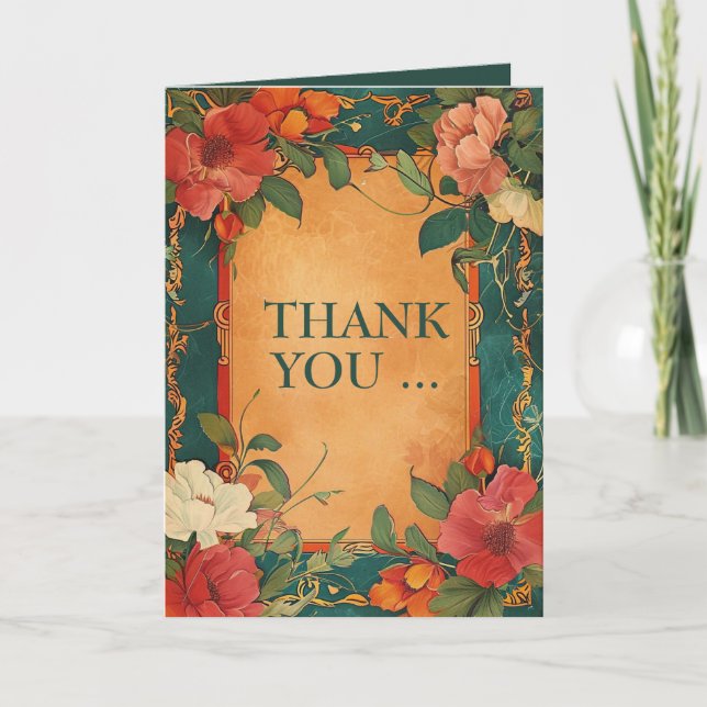 Carte De Remerciements 🌹 Rose Romance : Art Nouveau Splendor (Devant)