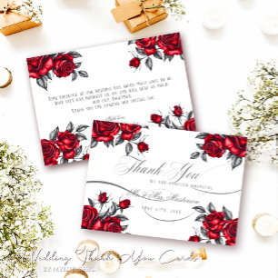 Carte De Remerciements Rose romantique simple et élégant Mariage floral