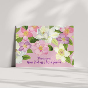 Carte De Remerciements Rose rose et blanc Aquarelle Magnolia
