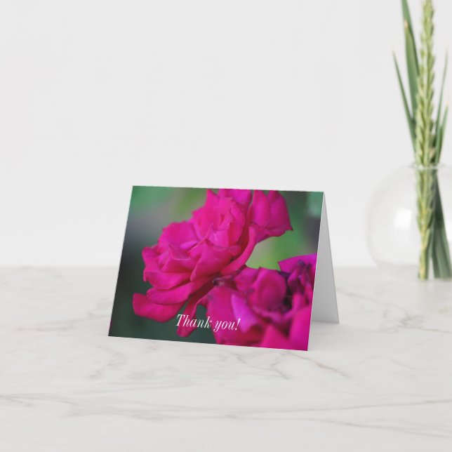 Carte De Remerciements Rose rose fleurie (Devant)