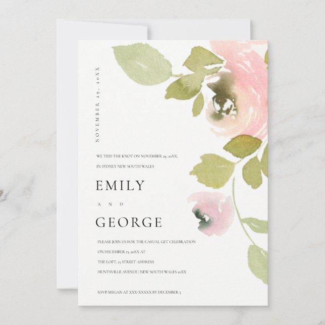 CARTE DE REMERCIEMENTS ROSE ROSE ROSE BLANCHE DOUCE FLORALE NOUS AVONS LI (Devant)