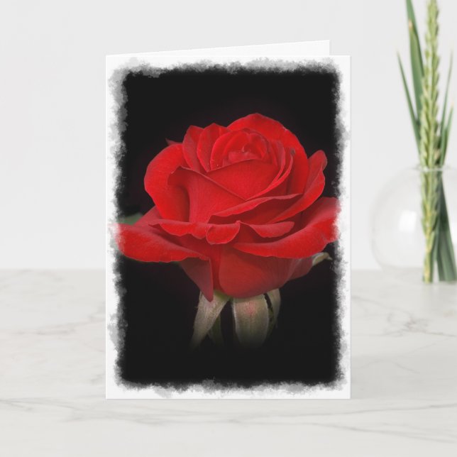 Carte de remerciements Rose rouge (Devant)