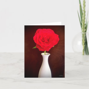 Carte De Remerciements rose rouge dans le vase, vue complète