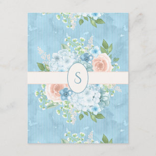 Carte De Remerciements Rose Rustique Floral Shabby Chic Monogramme