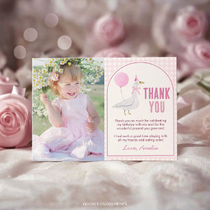 Carte De Remerciements Rose Silly Goose mignonne Balloon Girl Anniversair