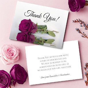 Carte De Remerciements Rose Simple Mariage Élégant Magenta Miroir