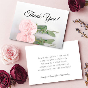 Carte De Remerciements Rose Simple Mariage Miroir Élégant Rose Blush
