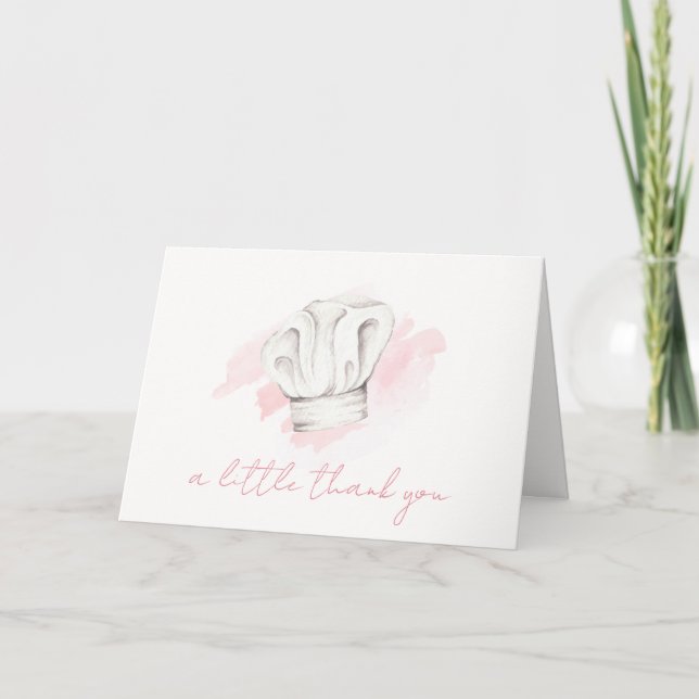 Carte De Remerciements Rose Simple Moderne Petit Chef Baby shower (Devant)