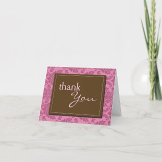 Carte de remerciements rose Vintage baroque