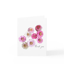 Carte de remerciements rose Zinnia