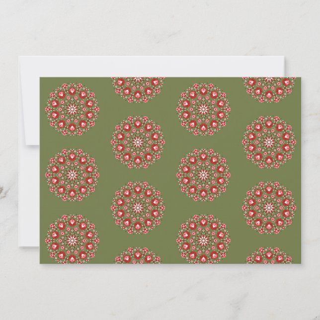 Carte De Remerciements Rosemaling vert olive (Devant)