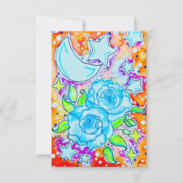 Carte De Remerciements Roses Bleues (Devant)