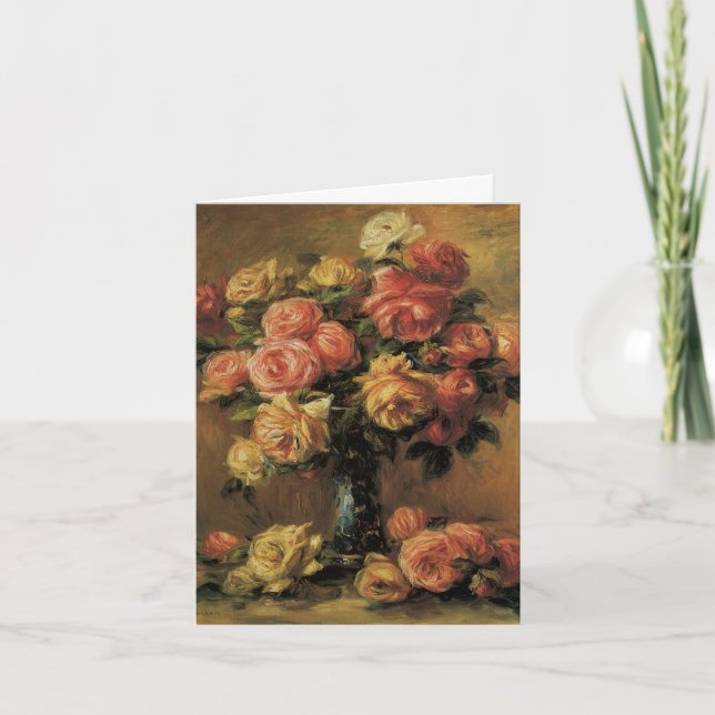 Carte De Remerciements Roses dans un vase de Pierre Renoir, Mariage (Devant)