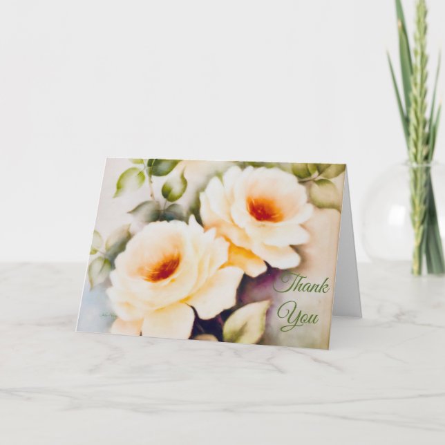 Carte De Remerciements Roses de crème (Devant)