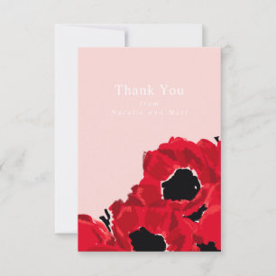 Carte De Remerciements Roses et Pavots Rouges Abstraits
