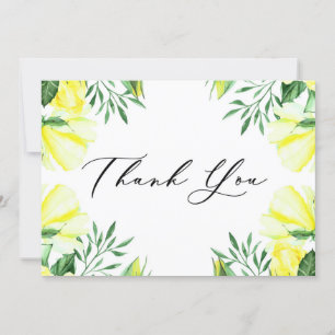 Carte De Remerciements Roses et pivoines aquarelles jaunes