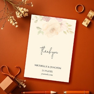 Carte De Remerciements Roses Fuschis Rustiques Floral Boho Aquarelle