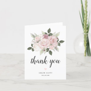 Carte De Remerciements Roses Mauve Blanc Roses Fleurs Mariage