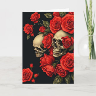 Carte De Remerciements Roses n Skulls Valentine Card