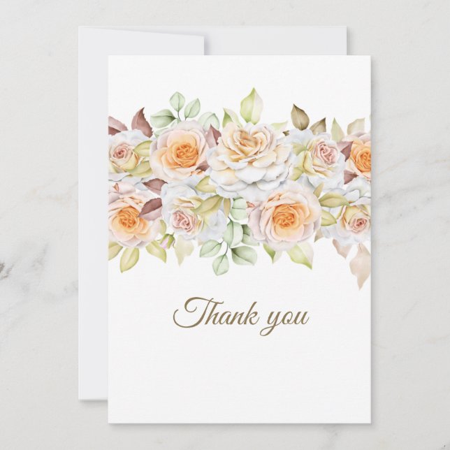 Carte de Remerciements Roses Romantiques (Devant)