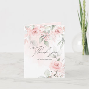 Carte De Remerciements Roses rose pâle et pâle 