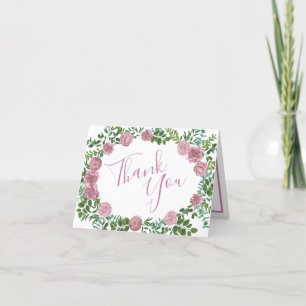 Carte De Remerciements Roses roses Jardin Printemps Mariage