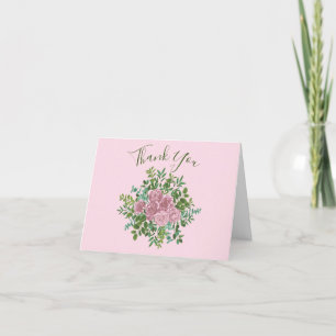 Carte De Remerciements Roses roses Jardin Printemps Mariage
