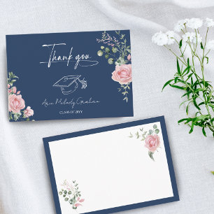 Carte De Remerciements Roses roses modernes écriture graduation rose