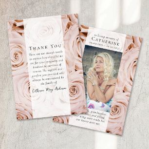 Carte De Remerciements Roses roses rose Photo Sympathy Funeral Memorial