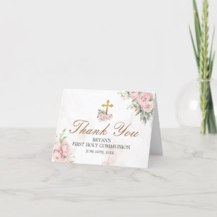 Carte De Remerciements Roses roses roses blanches Première Communion sain