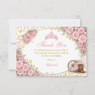 Carte De Remerciements Roses roses roses papillon doré Quinceañera aquare