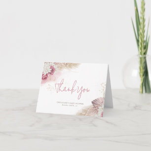 Carte De Remerciements Roses roses roses roses d'herbe rose Boho exotique