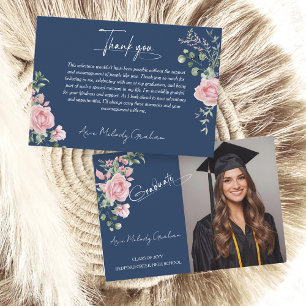 Carte De Remerciements Roses Roses Roses Script Photo de remise de diplôm