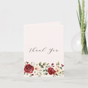 Carte De Remerciements Roses Rouges Crème Roses Fleurs Mariage Blush Rose